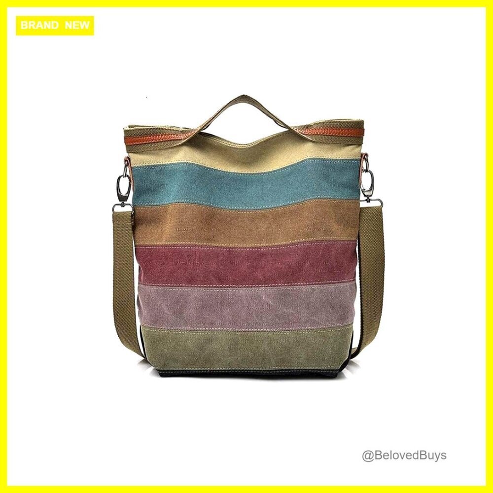 Canvas Tote Bag with Detachable Strap for Work Travel Shopping